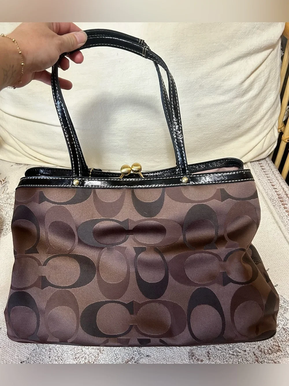 Y2K Coach Brown Signature Shoulder Bag